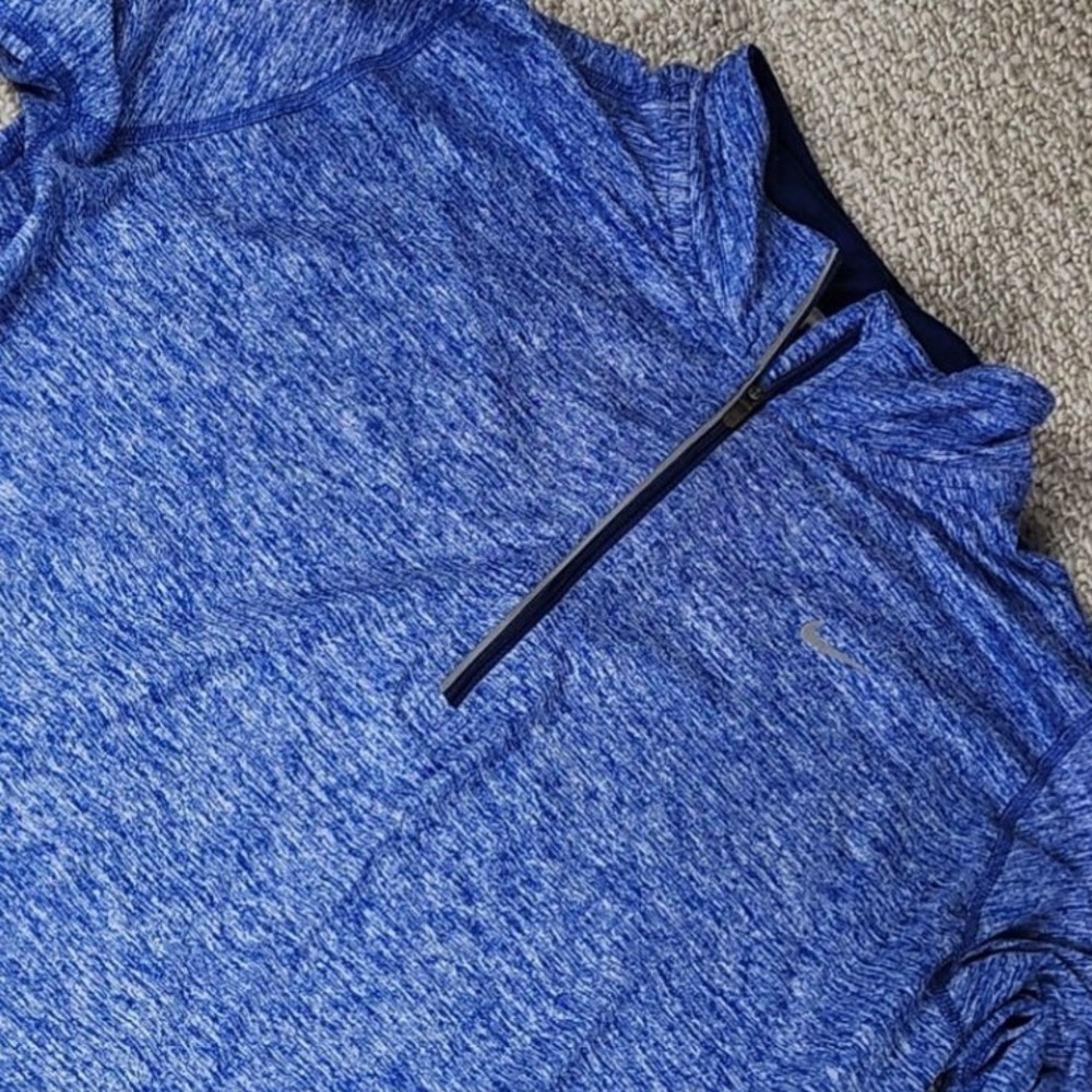 Nike Element Dri-FIT Pullover Women L Blue Heather Half Zip Running Thumbholes